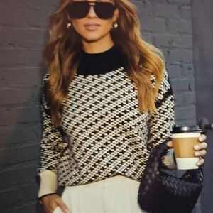 Vici Black and Cream Patterned Sweater